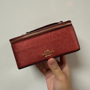 NWT! RARE! Coach Metallic Currant Leather Jewelry Vanity Travel Case F37568